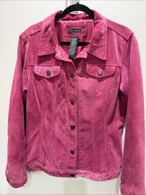 FOR JOSEPH Deep Pink Suede Jean Jacket L